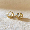 Gold Chunky Flat Clicker Hoop Earrings