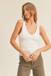 MDT1201PRM DOUBLE LAYERED V-NECK TANK TOP: S / OFF WHITE