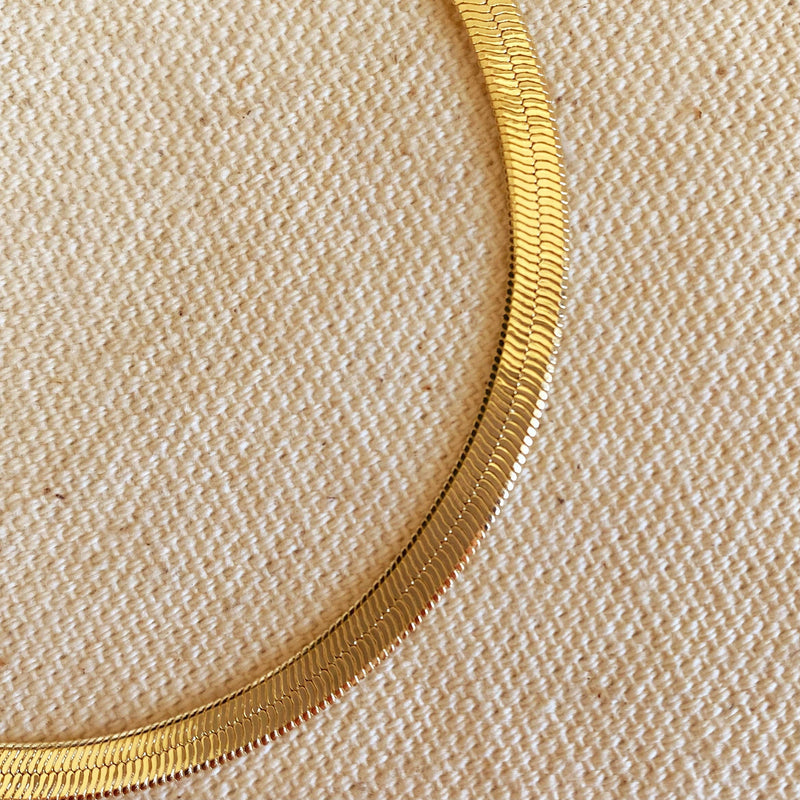 18k Gold Filled 4mm Herringbone Bracelet: 6 inches