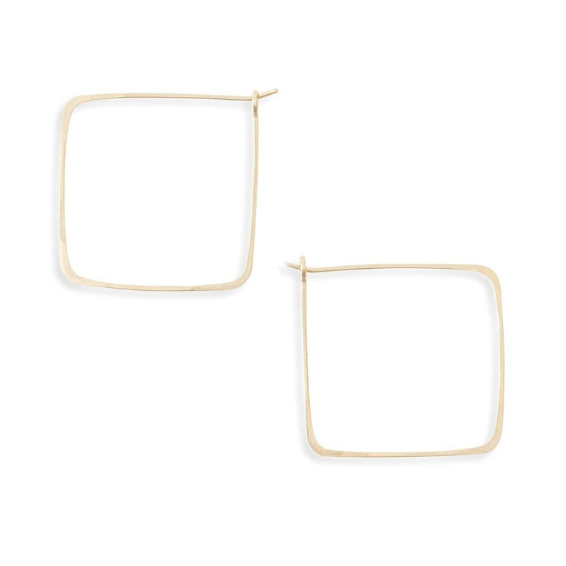 Square Minimal Hoop Earrings: Sterling Silver