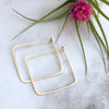 Square Minimal Hoop Earrings: Sterling Silver