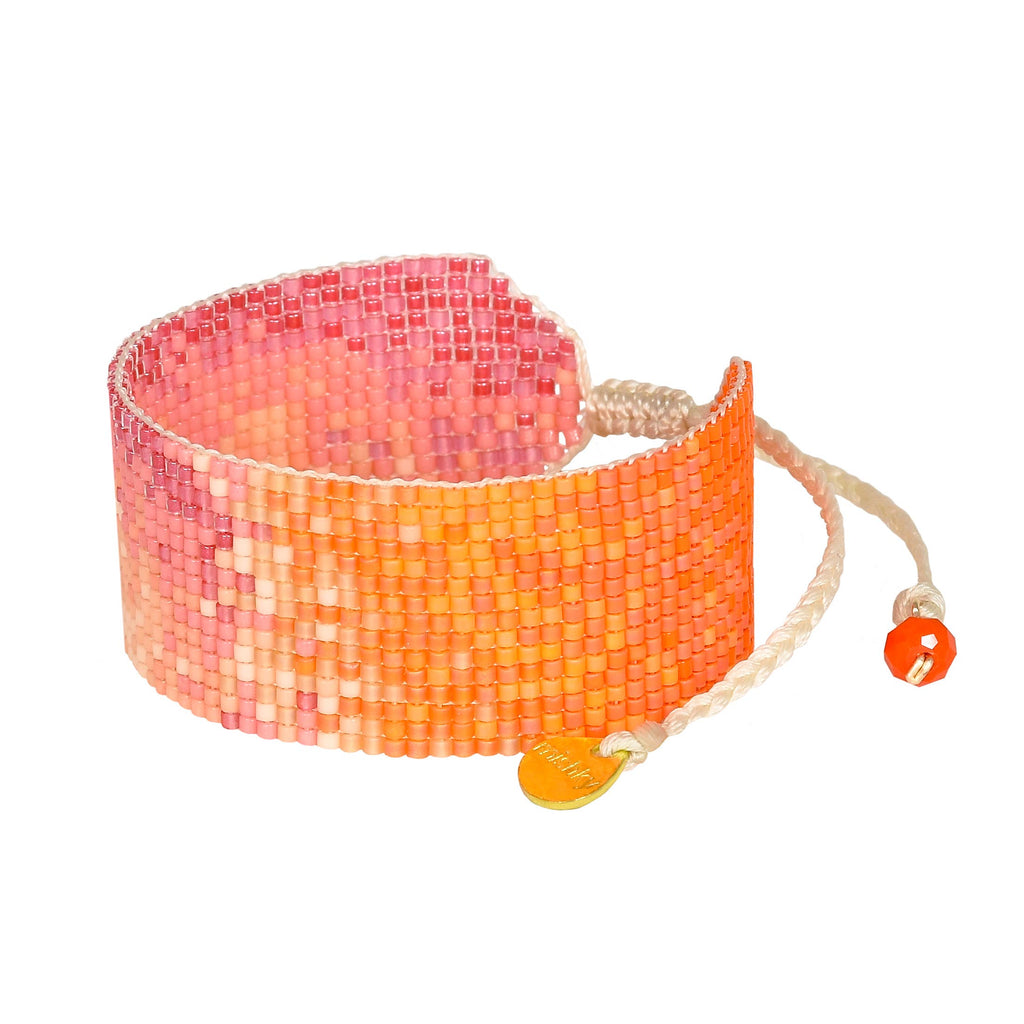 Atardecer adjustable bracelet 12196: Orange_Coral_ Salmon / Miyuki Beads / Adjustable