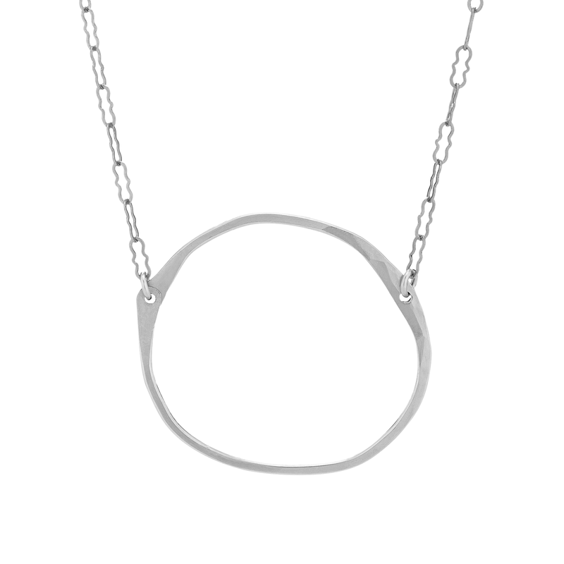 Little Apple Necklace, Imperfect Circle Gold or Silver: Sterling Silver