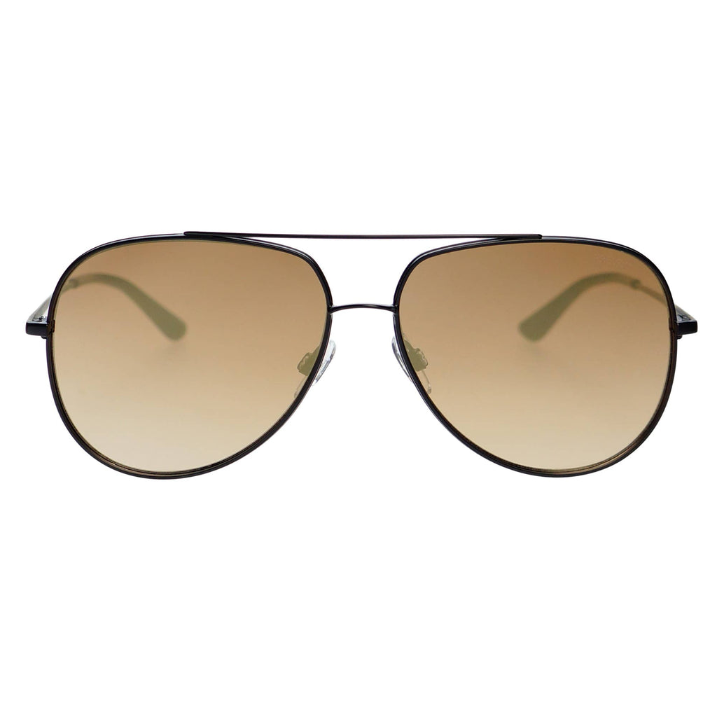 Max Mens Womens Aviators Sunglasses: Black / Gold Mirror