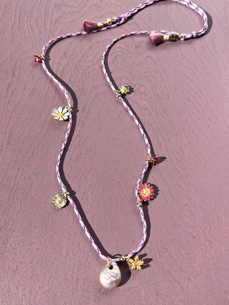 Daisy Pearl Charm Necklace