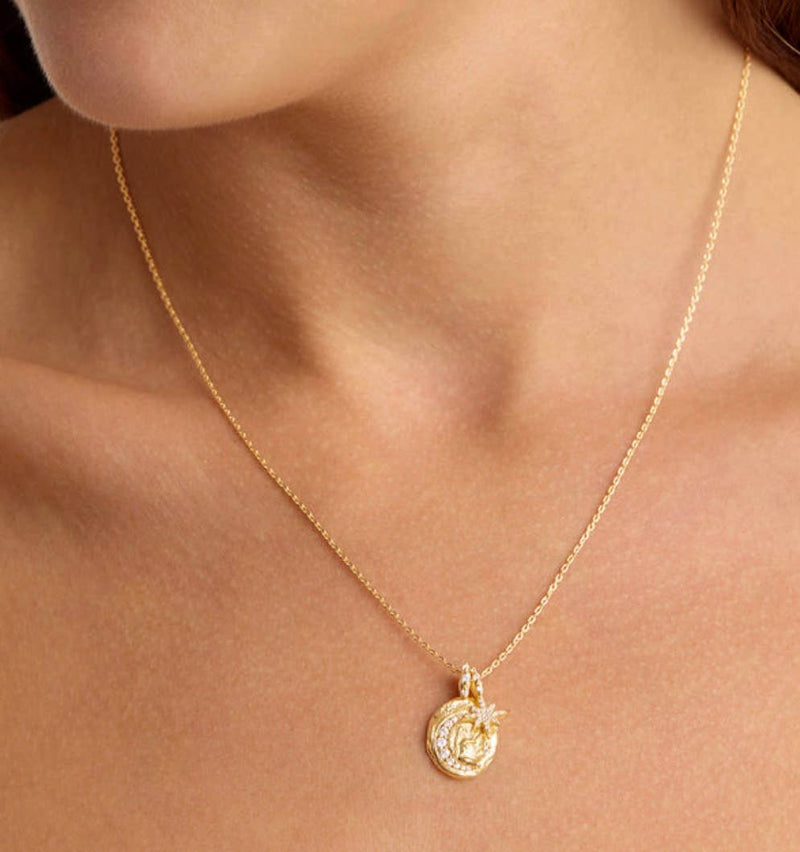 Enough Collection- Talisman 14K Gold Steel Necklace: Goddess