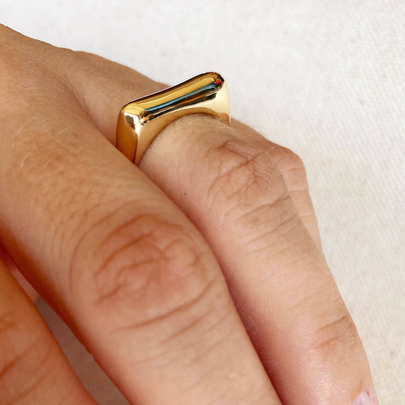 18k Gold Filled Bubble Flat Top Stackable Ring: 7