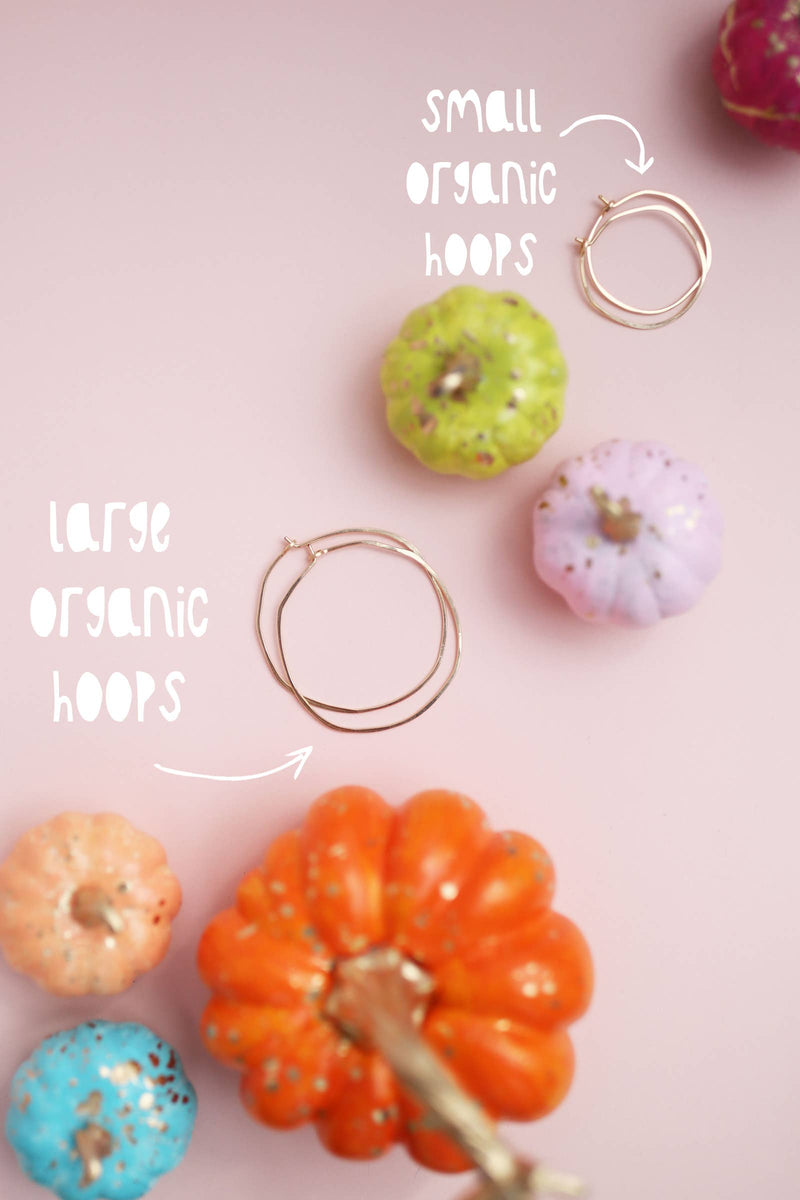 Minimal Hoop Earrings - Small Organic Circles: Gold Filled