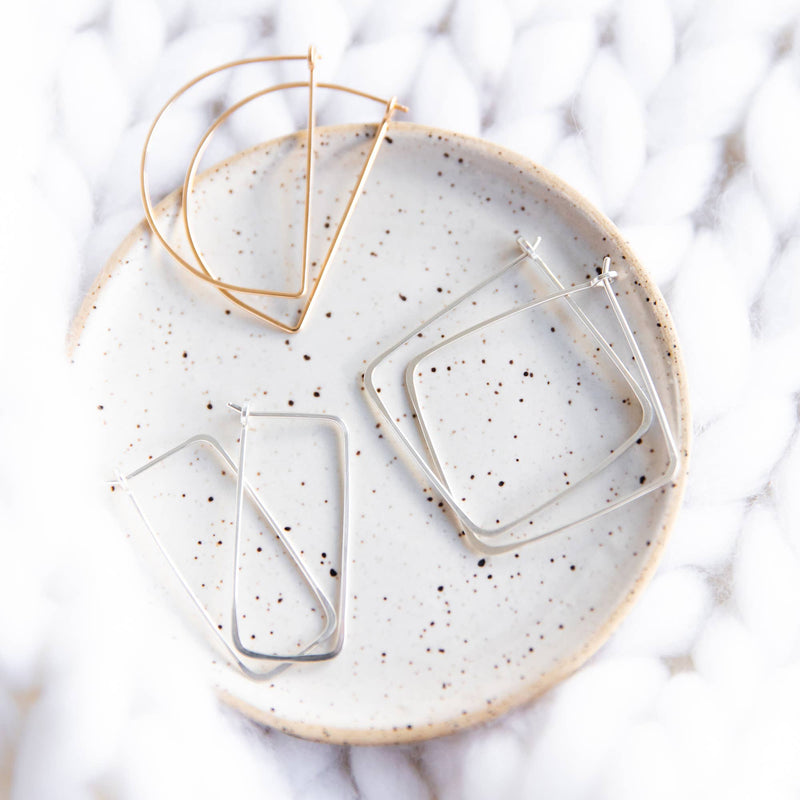 Rectangle Minimal Hoop: Sterling Silver