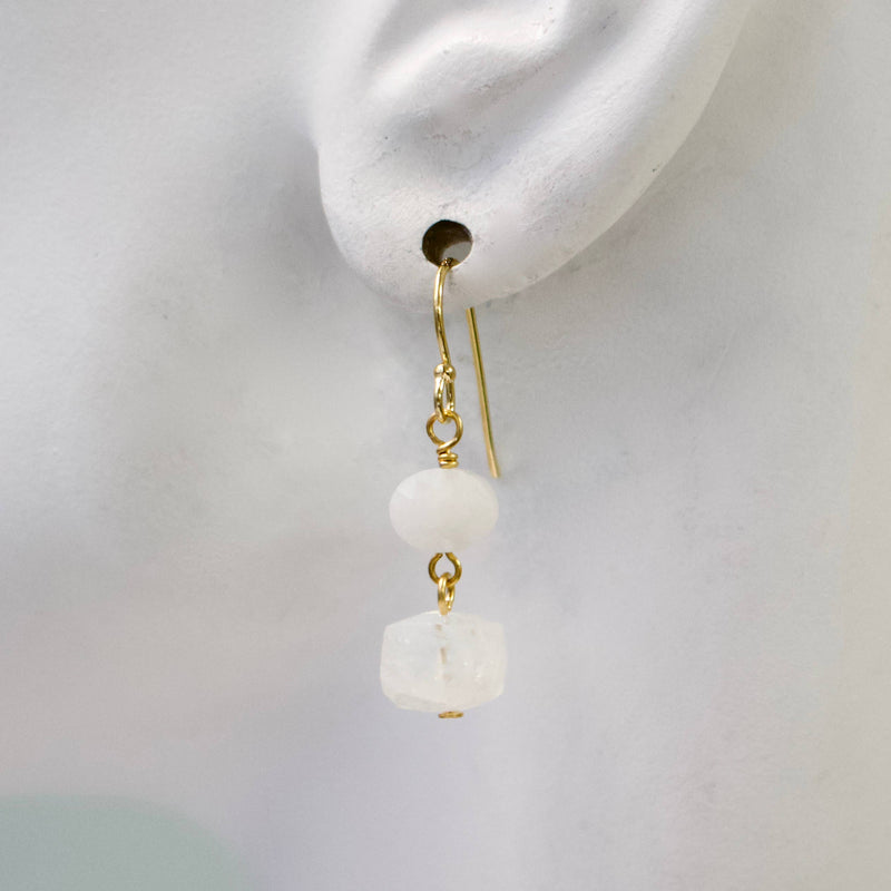 Dainty Semi Drop Earrings: Lab/Pink Ruit.