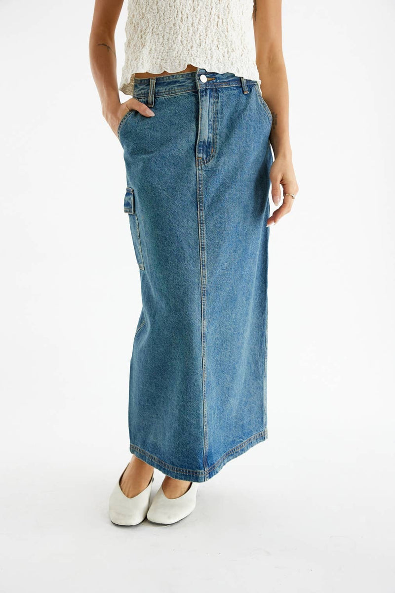 The Jules Skirt | Denim Maxi Skirt: DENIM / SMALL