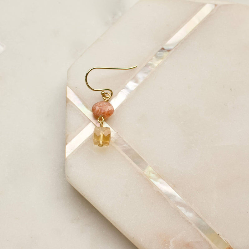 Dainty Semi Drop Earrings: Lab/Pink Ruit.