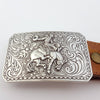 Silver Rodeo Buckle with Vintage floral tooled belt: Tan / M
