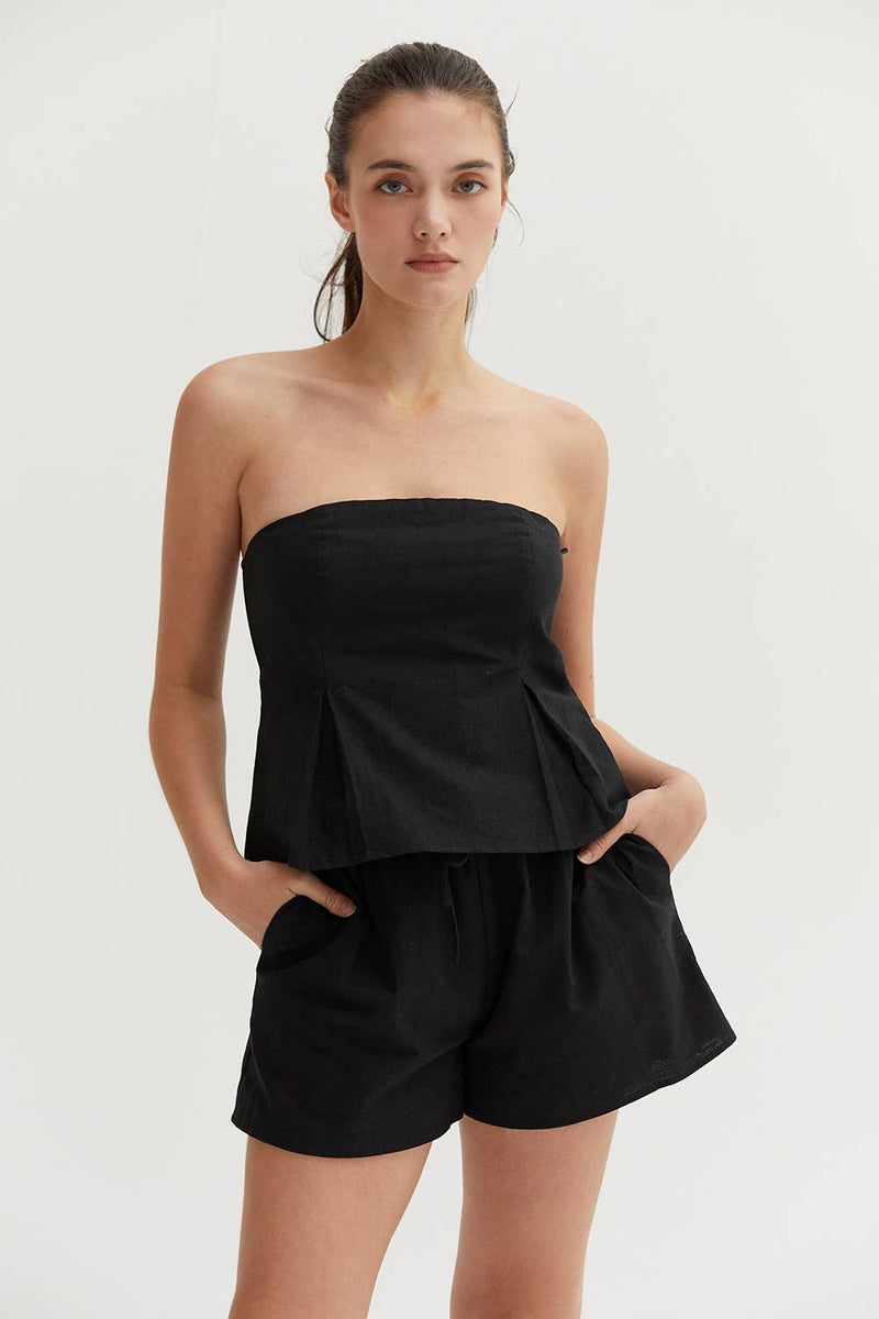 CT9002 - Courtney Linen Blend Tube Top: L / Black