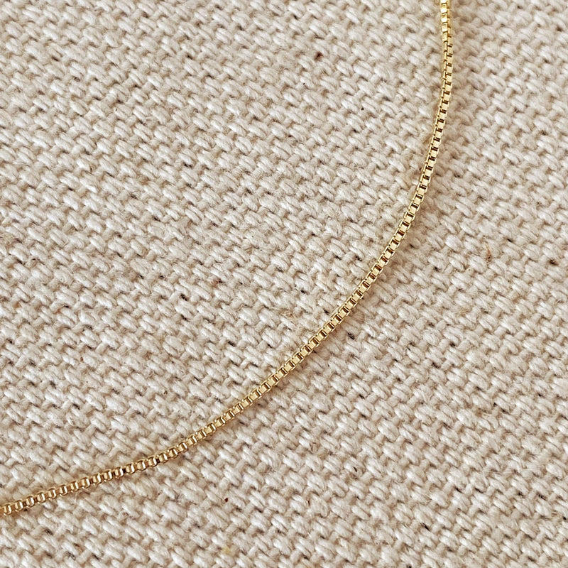 18k Gold Filled 0.5mm Box Chain Bracelet: 7 inches