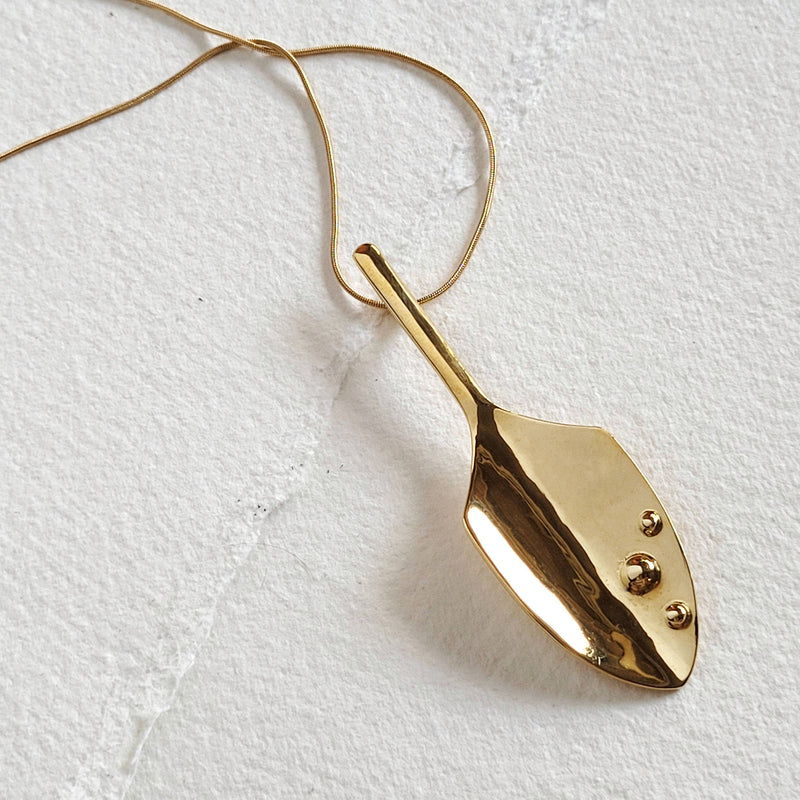 Brass shovel garden charm pendant Necklace designer