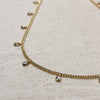 18k Gold Filled 2mm Curb Chain With Bezel CZ Drops Necklace: 14+2 extender