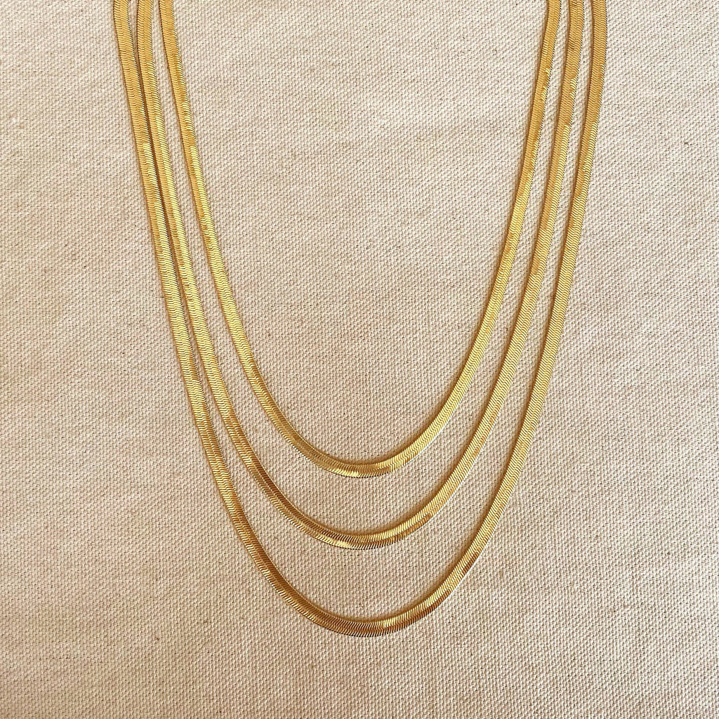 18k Gold Filled 4.0mm Thickness Herringbone Chain: 14 inches choker