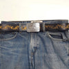 Silver Rodeo Buckle with Vintage floral tooled belt: Tan / M