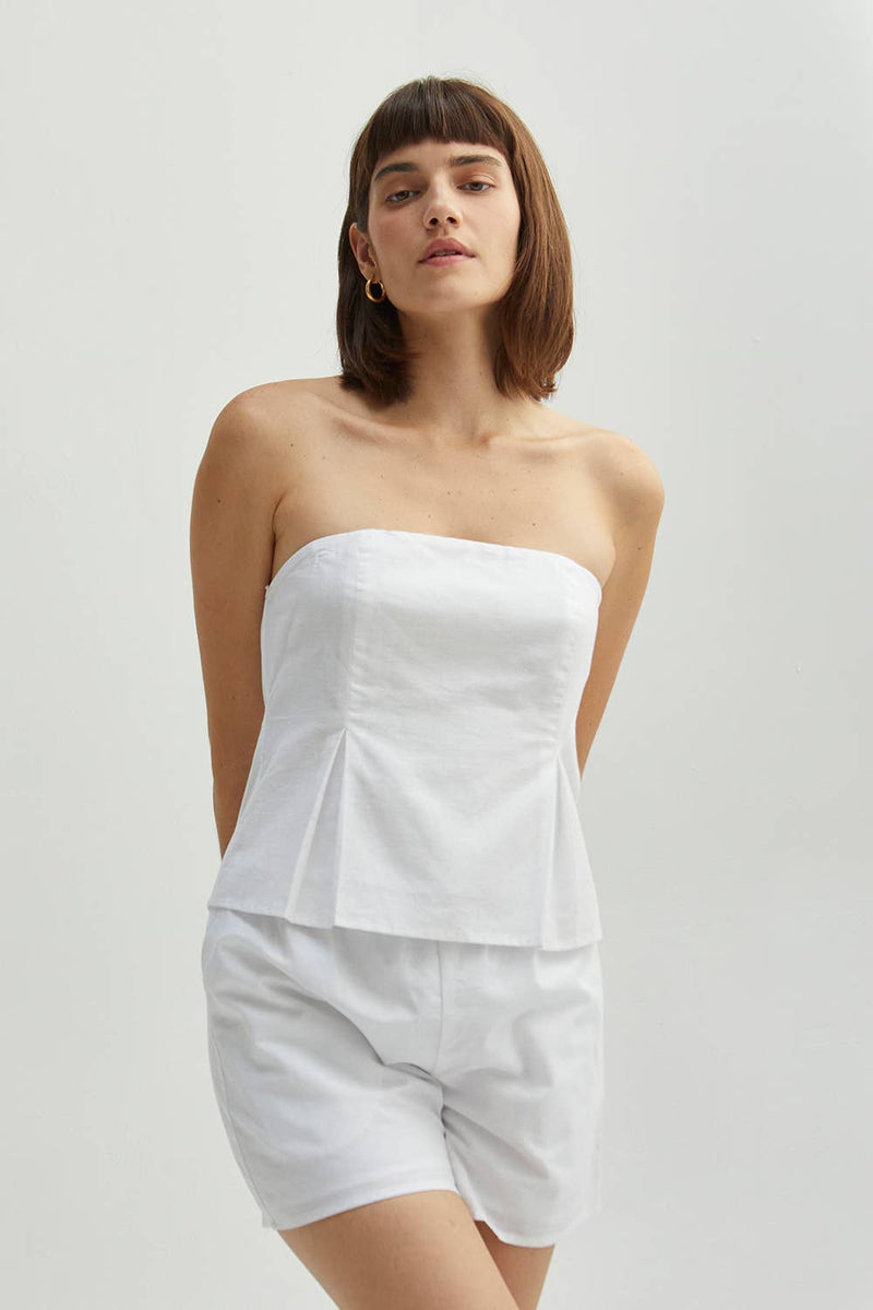 CT9002 - Courtney Linen Blend Tube Top: S / Black