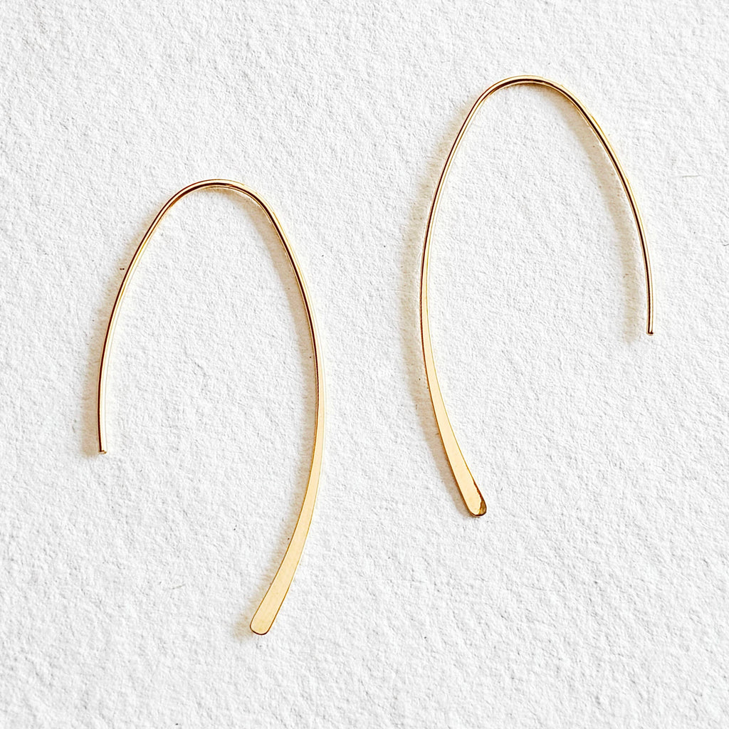 18 kt gold plated hoop wire earrings : Yellow Gold