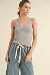 MDT1201PRM DOUBLE LAYERED V-NECK TANK TOP: M / OFF WHITE