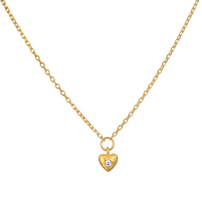 Inner Light 16" White Topaz Mini Heart Pendant Necklace