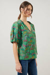 Ruya Floral Bluebay Puff Sleeve Blouse: KELLY-MULTI / S