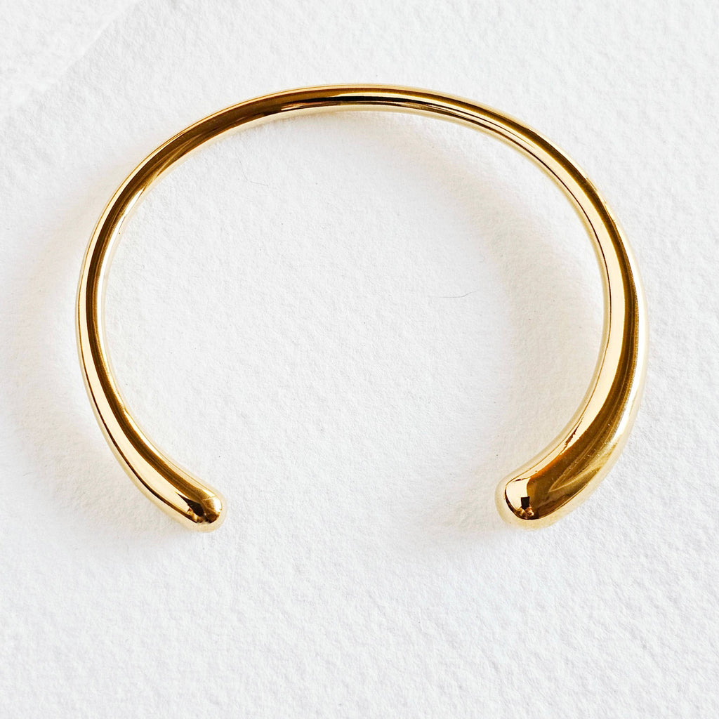 18k gold plate Smooth minimal cuff bangle bracelet