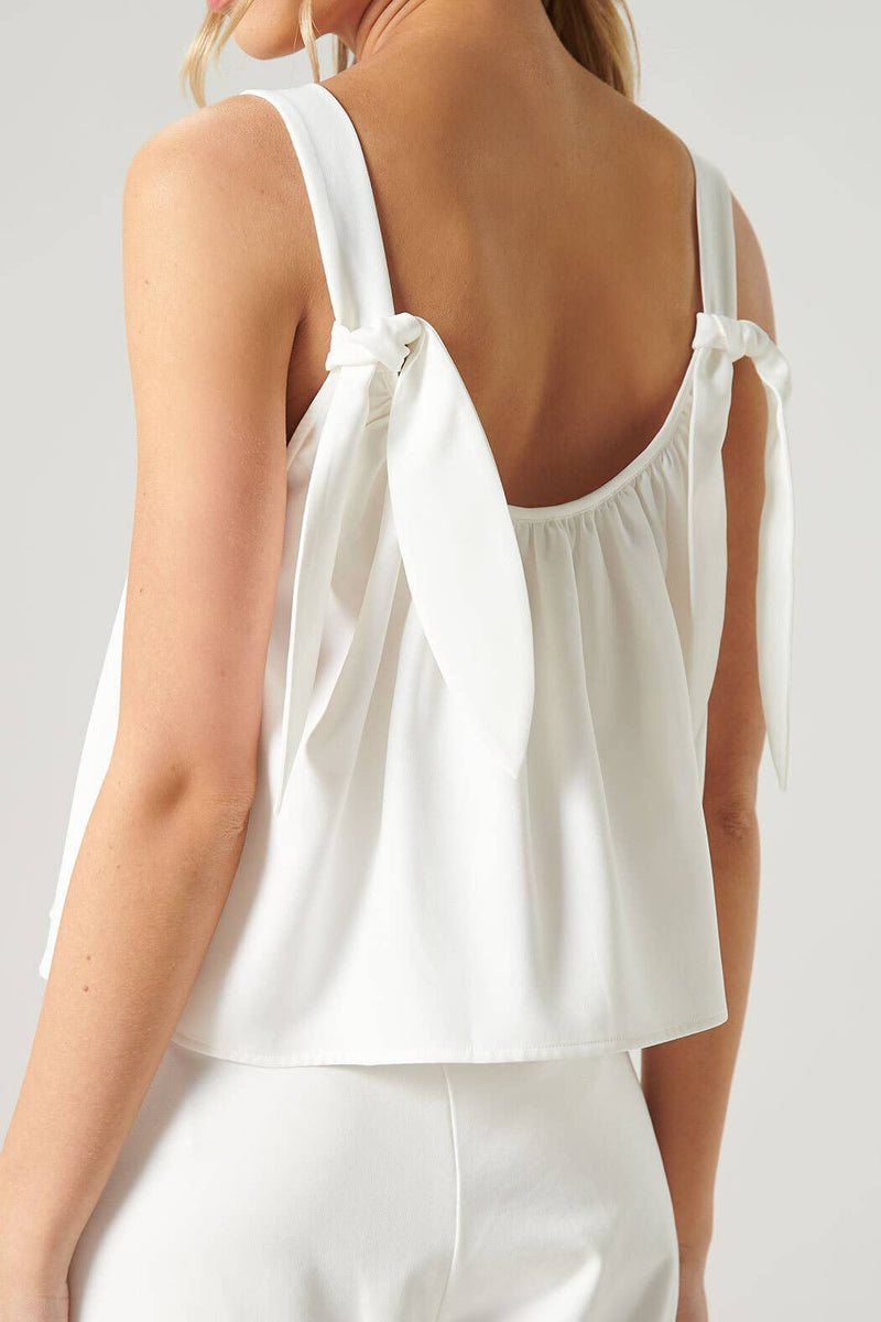 Sheldyn Square Neck Knot Strap Top: White / L