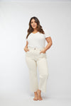 Wide Leg Jean High Rise Crop The Aberdeen Ecru: 26