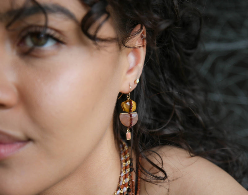 Duet Earrings in Tiger's Eye