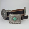 Western Genuine Distressed Leather belt Alternating Conchos: Black / S/M