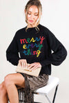 Merry everything letter sweater VT81729: L / BLACK