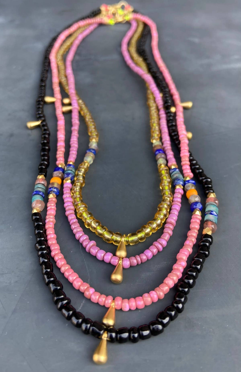 Bead Capsule Necklaces: Black