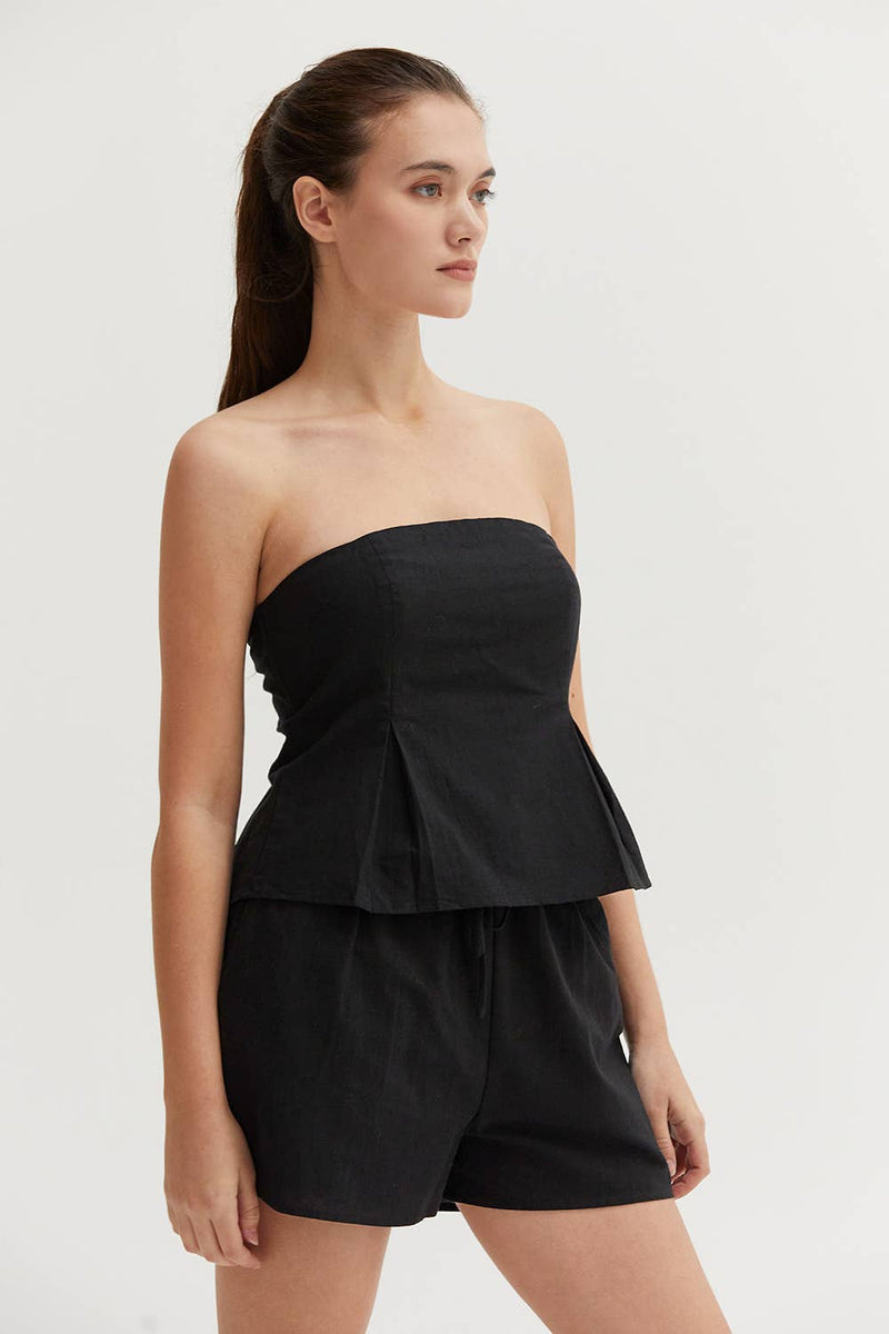 CT9002 - Courtney Linen Blend Tube Top: L / Black