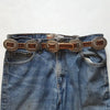 Western Genuine Distressed Leather belt w. packed Concho: Brown / M/L