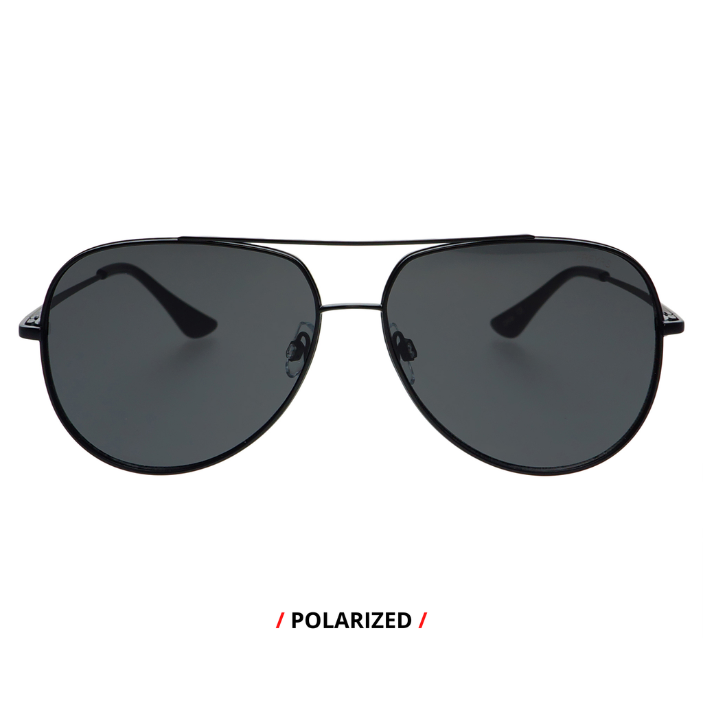 Max Polarized Matte Black Aviator Sunglasses: Black