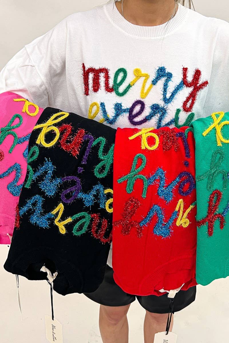 Merry everything letter sweater VT81729: S / BLACK