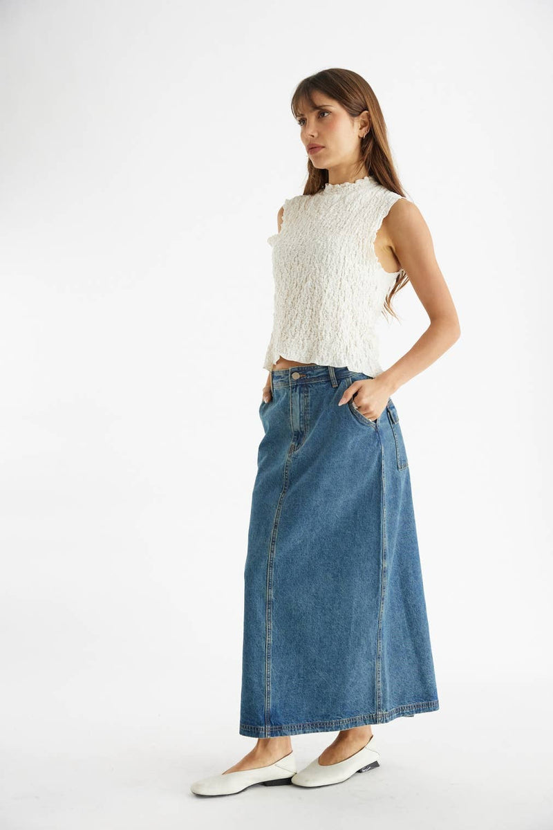 The Jules Skirt | Denim Maxi Skirt: DENIM / SMALL