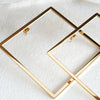 18K gold plated brass square geometric big hoop big earrings