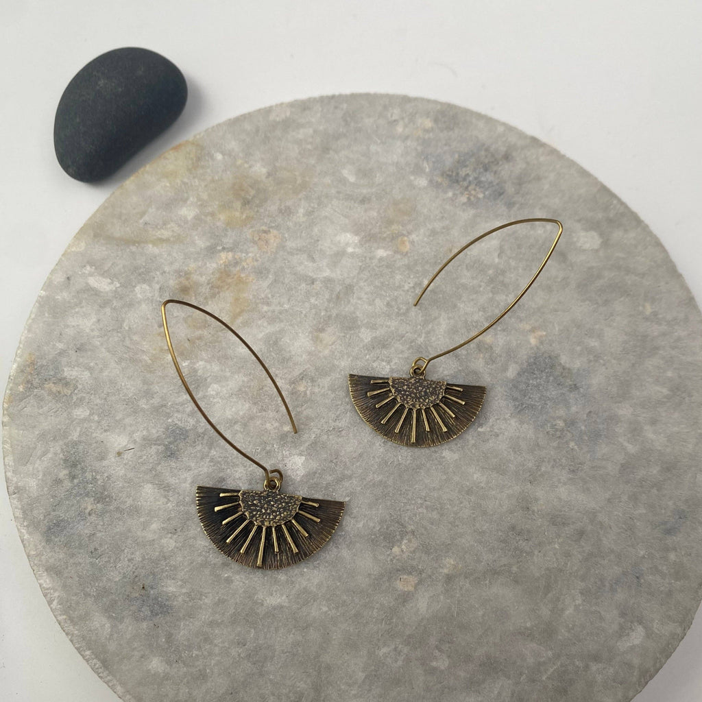 Blackened rays drop earrings