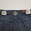 Western Genuine Distressed Leather belt Alternating Conchos: Black / M/L