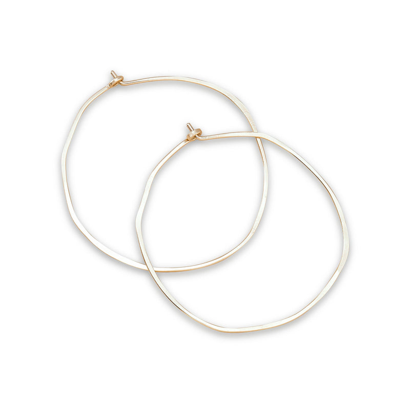 Minimal Hoop Earrings - Large Organic Circles: Gold Filled