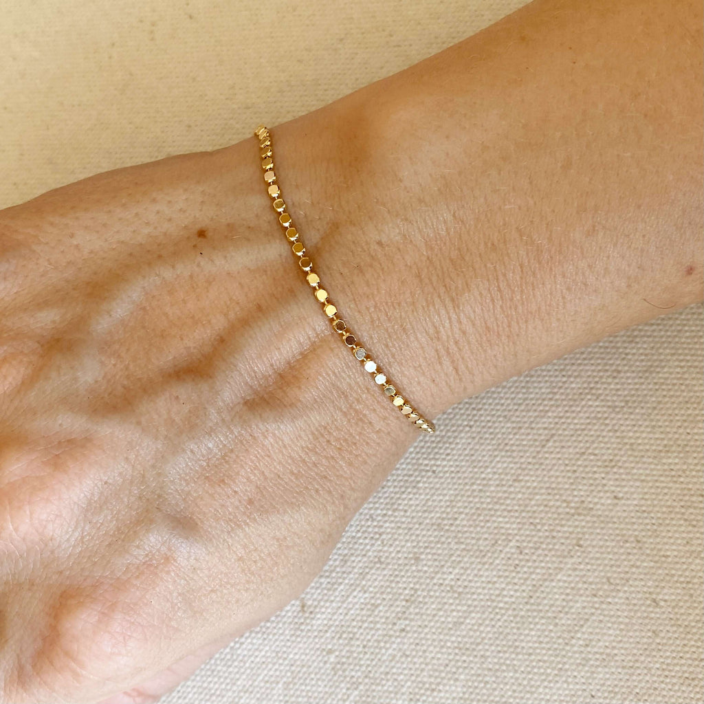 18k Gold Filled 2mm Dot Ball Bracelet: 7 Inches