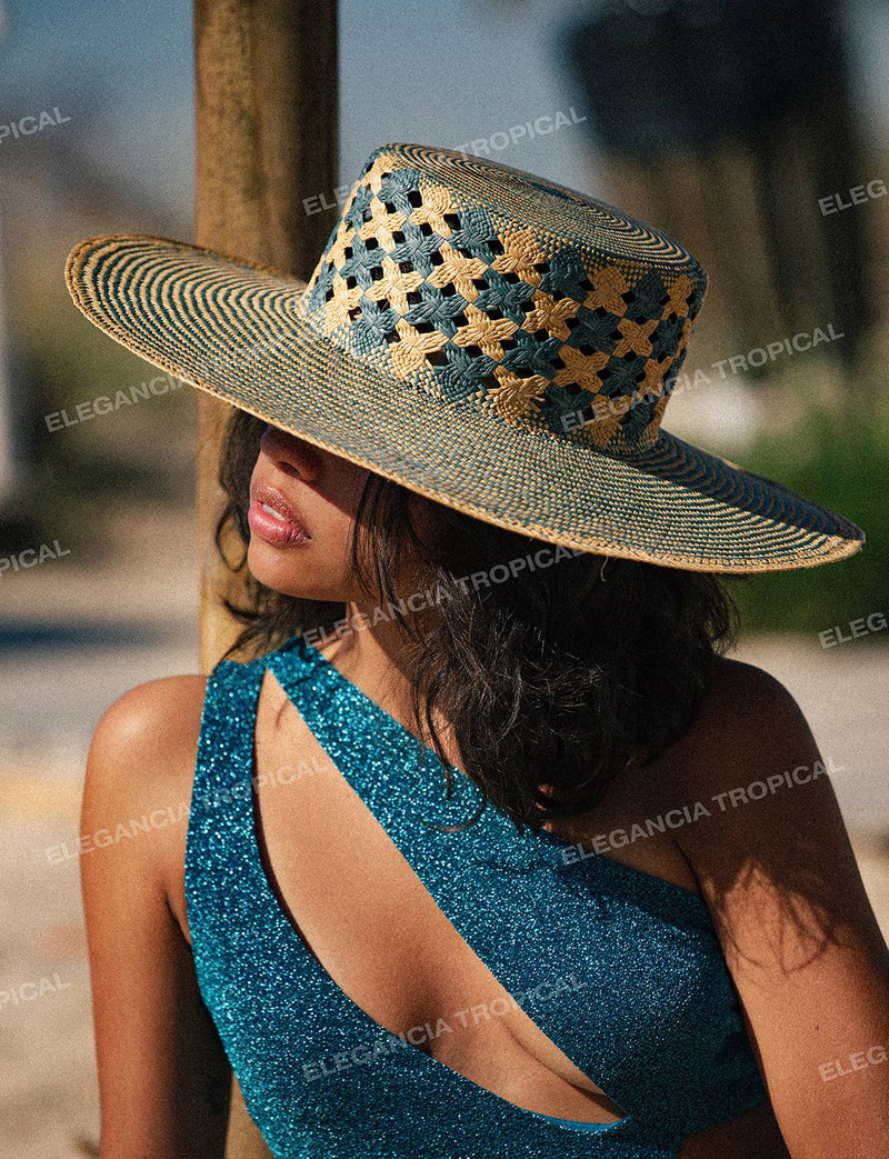 Mar Azul - Limited Edition Wide Brim Panama Hat: One size fits most women