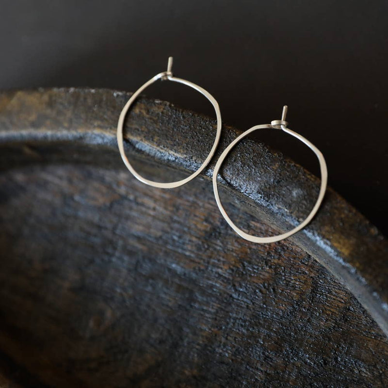 Minimal Hoop Earrings - Small Organic Circles: Gold Filled