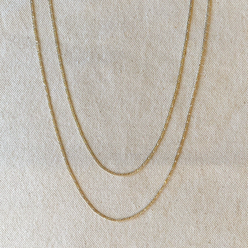 18k Gold Filled Thin Figaro Chain: 16 inches