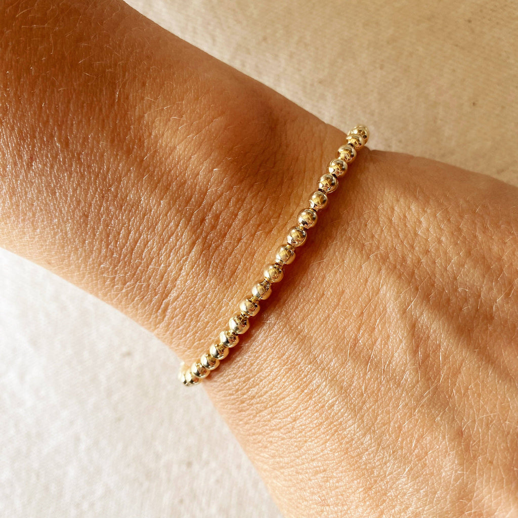 18k Gold Filled 3.5 mm Beaded Bracelet: 7 inches