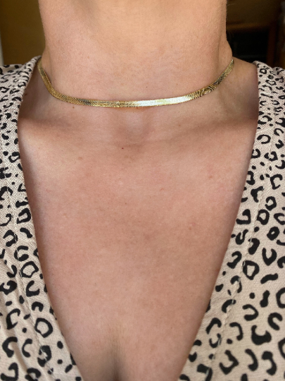 18k Gold Filled 3.0mm Thickness Herringbone Chain, Anklet, B: 14 inches choker